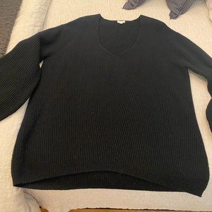 Cuyana Oversized Ribbed V-Neck Sweater Wool Cashmere